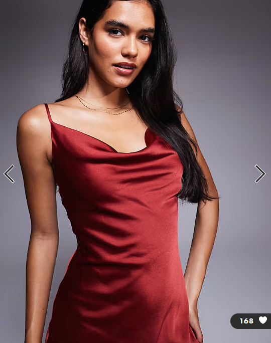New Look satin cowl neck midi dress in rust