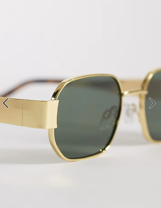 Reclaimed Vintage unisex wire frame sunglasses with built up sides in gold