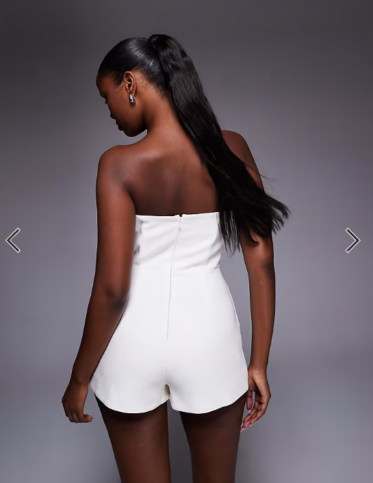 Bardot Jezel tailored bandeau mini short playsuit in white
