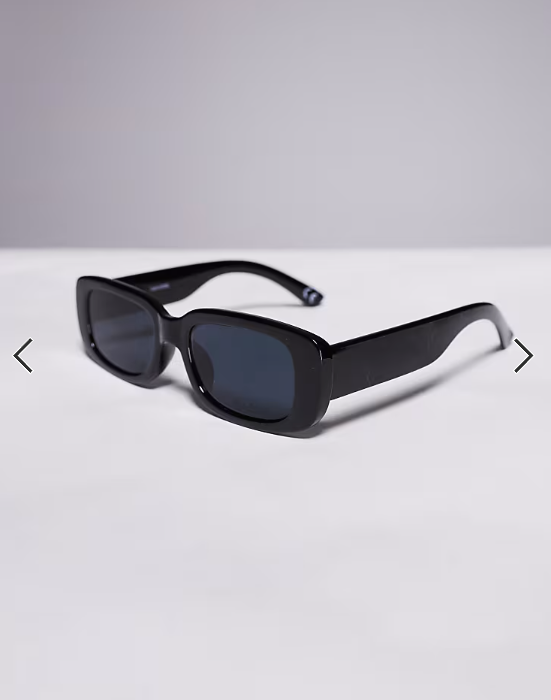 ASOS DESIGN chunky rectangle sunglasses in black