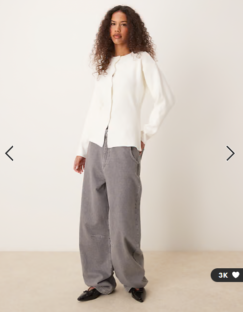 ASOS DESIGN knitted structured crew neck cardigan in cream