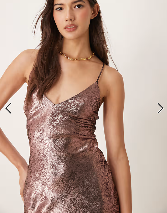 Miss Selfridge metallic maxi slip dress in pink