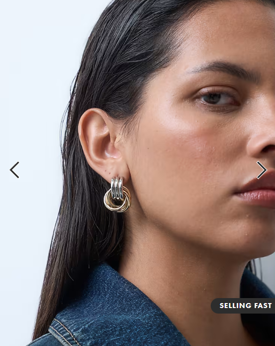 ASOS DESIGN stud door-knocker earrings in mixed silver and gold tone