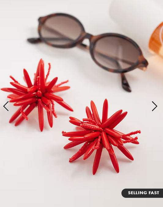 ASOS DESIGN statement red flower earrings