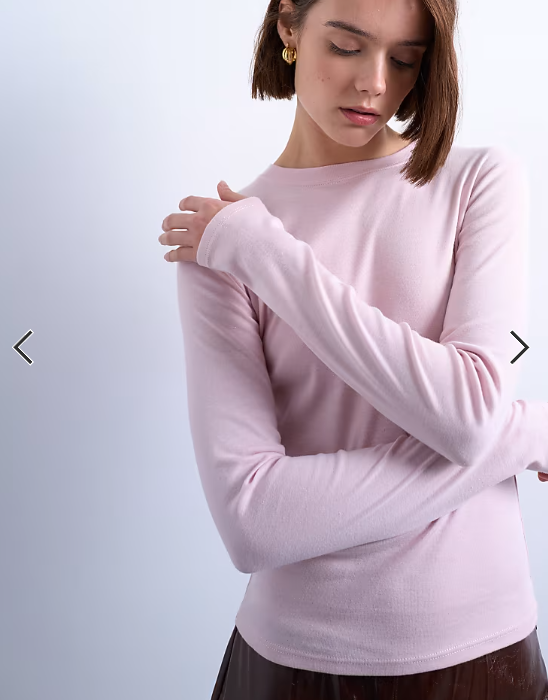 Topshop long sleeve everyday tee in light pink