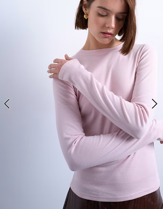 Topshop long sleeve everyday tee in light pink