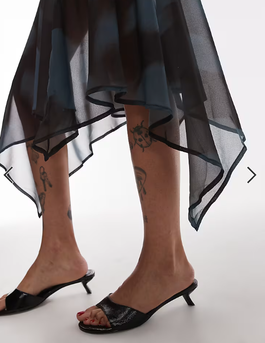 ASOS DESIGN dropped waist midi skirt in blurred print