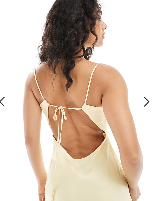 ASOS DESIGN satin tie back maxi dress in buttermilk