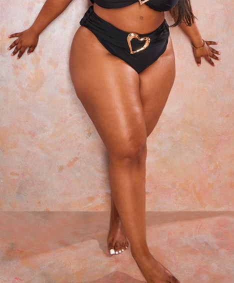Plus Black Heart Trim Bikini Bottoms