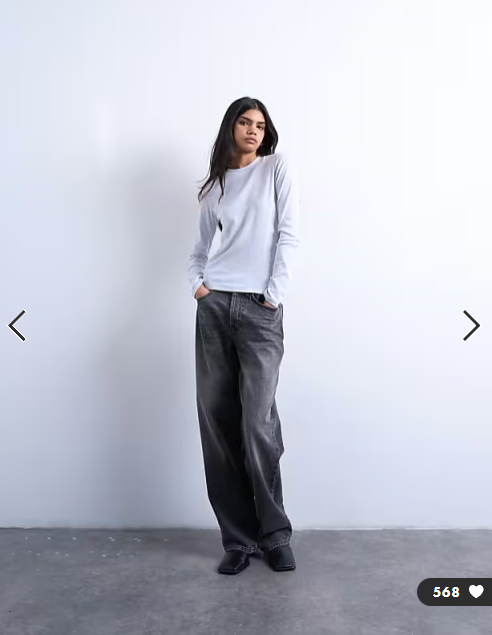 Topshop long sleeve everyday tee in grey marl