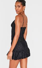 Black Floral Cup Extreme Puff Ball Hem Mini Dress | Dresses