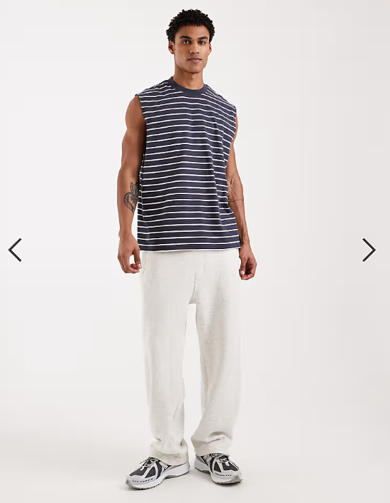 ASOS DESIGN oversized tank in navy and white stripe