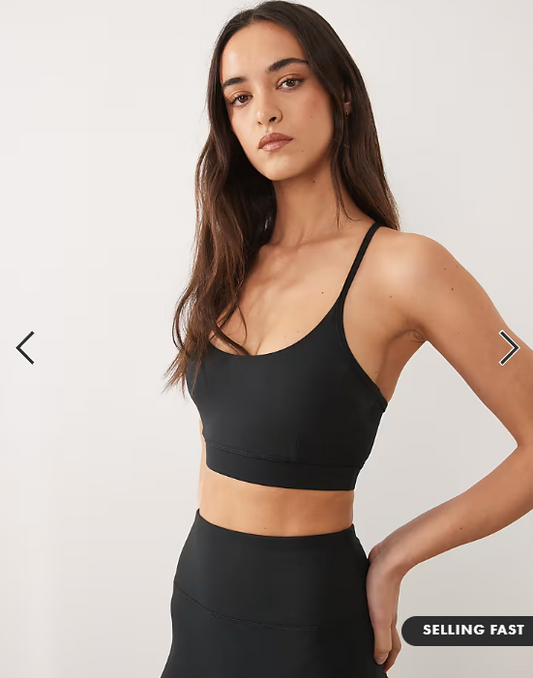 4505 Icon soft touch light support sports bra with adjustable straps in black
