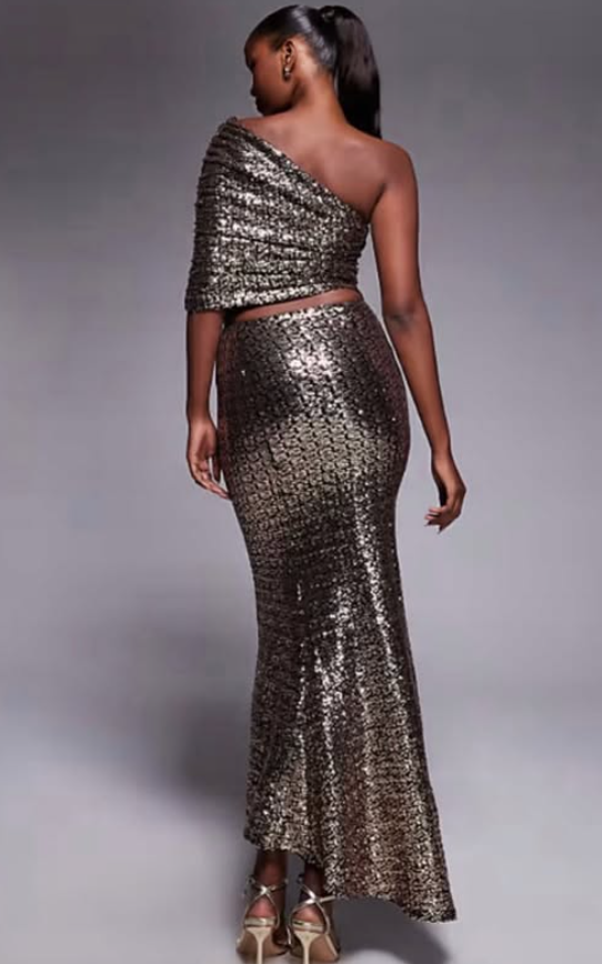 Asos Design - sequin one shpulder maxi dress
