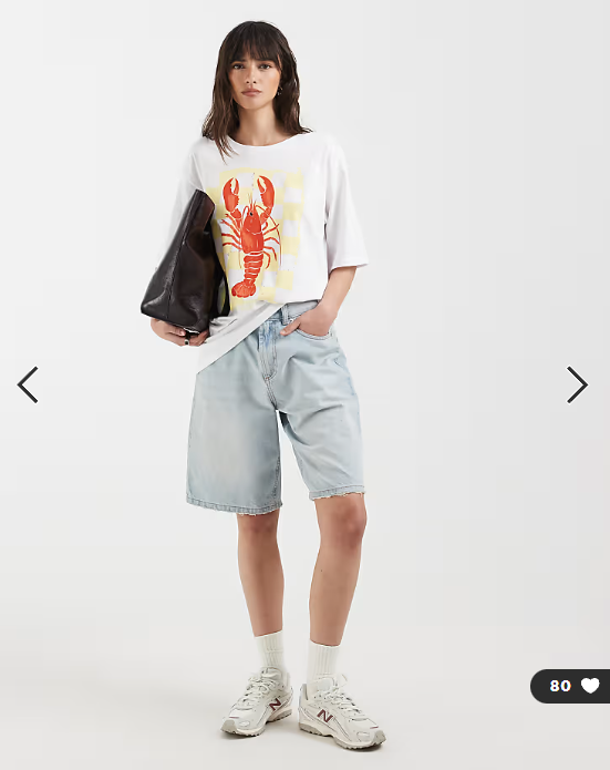 ONLY oversize t-shirt with lobster print in white