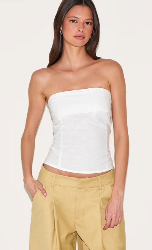 Plt - White Lightweight Woven Foldover Bandeau
