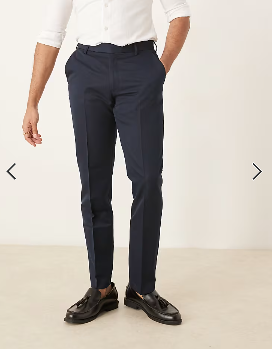 ASOS DESIGN tailored slim fit trousers in navy