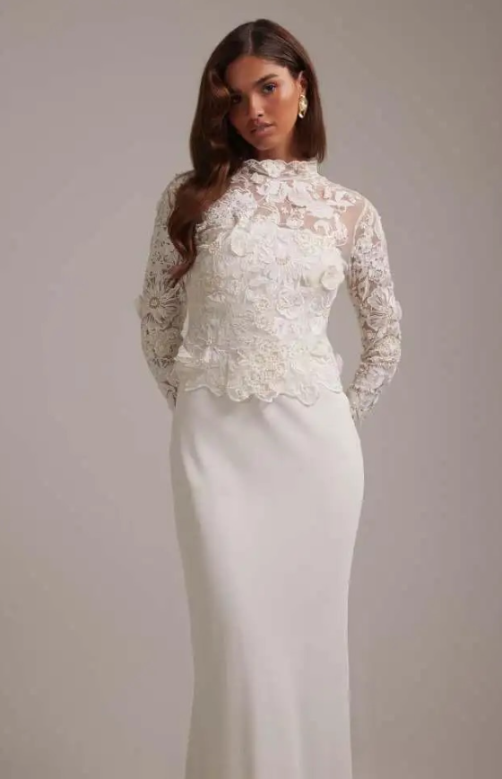 ASOS DESIGN embroidered bodice hybrid maxi wedding dress with train