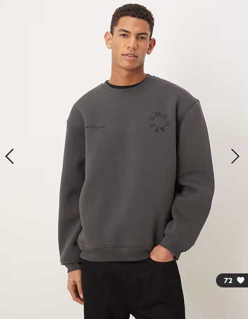 ASOS DESIGN relaxed sweatshirt with plaid print in washed black