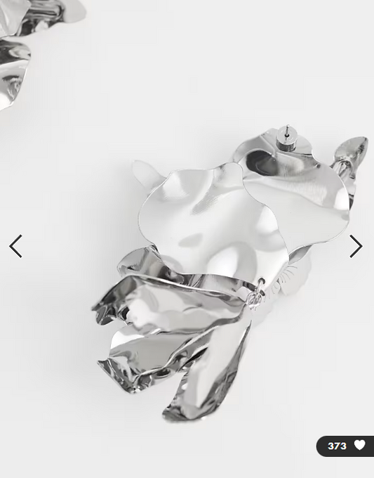ASOS DESIGN large floral half flowers in silver tone