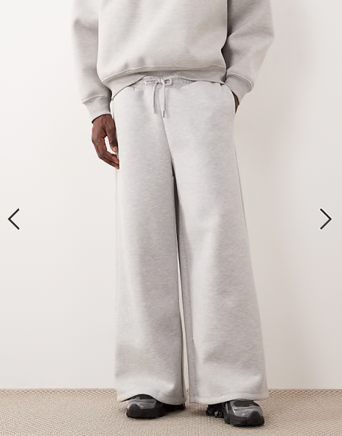 ASOS DESIGN heavyweight super wide leg sweatpants in scuba-style fabric in gray heather