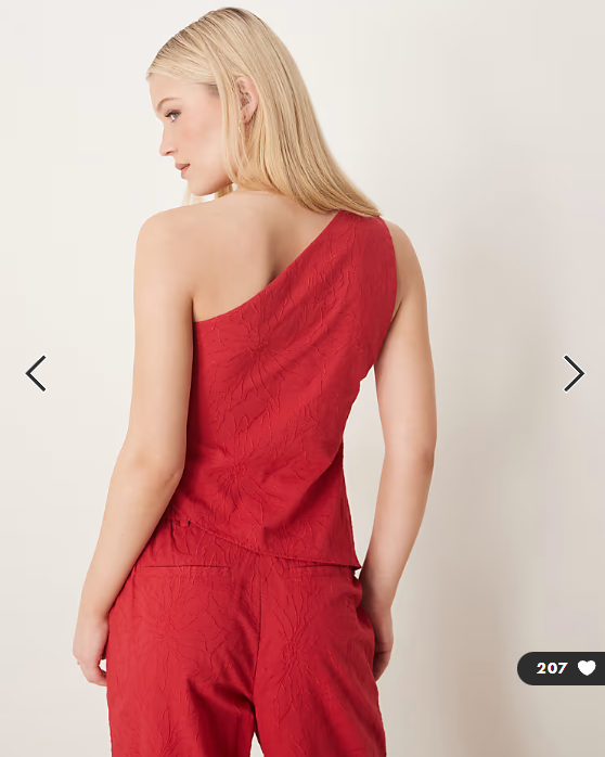 ASOS DESIGN tailored flower textured off the shoulder top co-ord in red