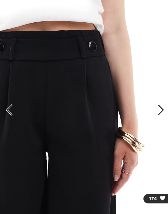JDY button detail wide leg dad trousers in black