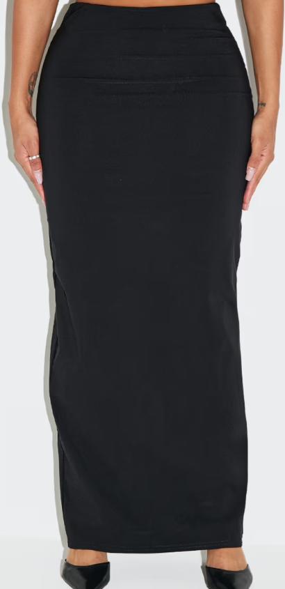 Plt - Shape Black Stretch Woven High Waisted Maxi Skirt