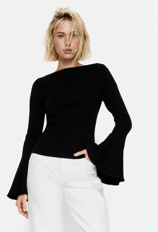 H&M - TRUMPET SLEEVE RIB TOP