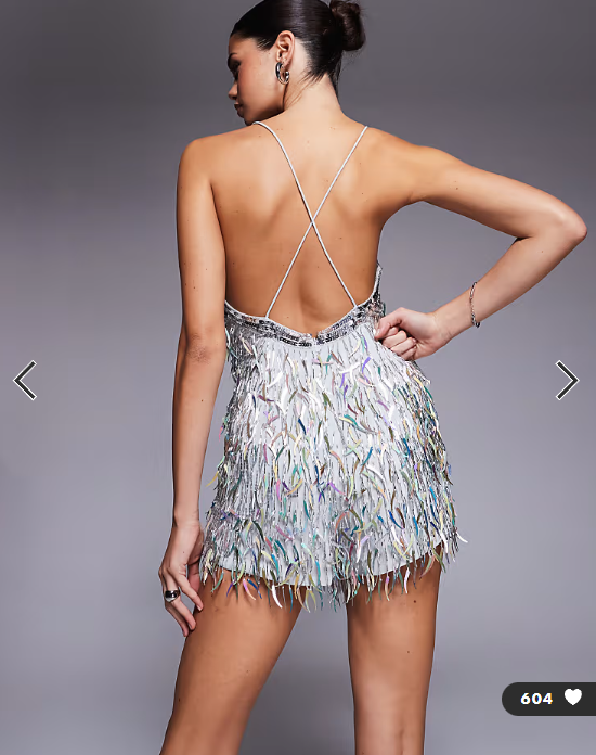 ASOS DESIGN shard embellished cami romper playsuit in silver