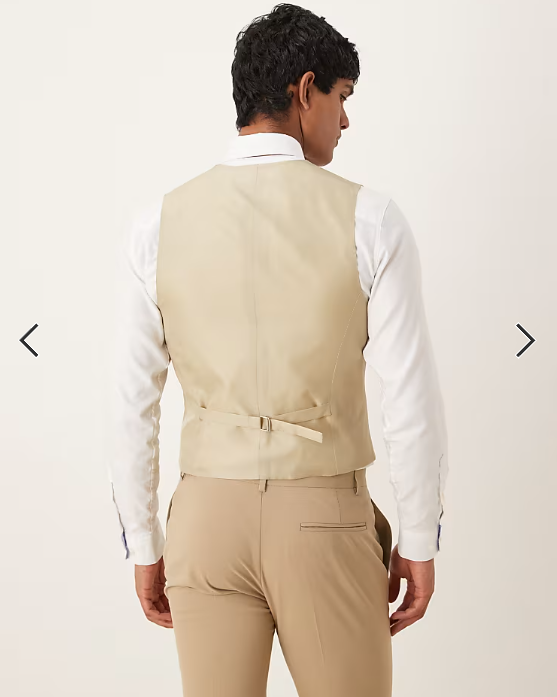 ASOS DESIGN skinny suit waistcoat in beige