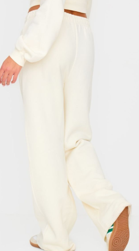 Cream Wide Straight Leg Joggers