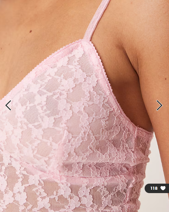 ASOS DESIGN lettuce hem lace cami top in pink