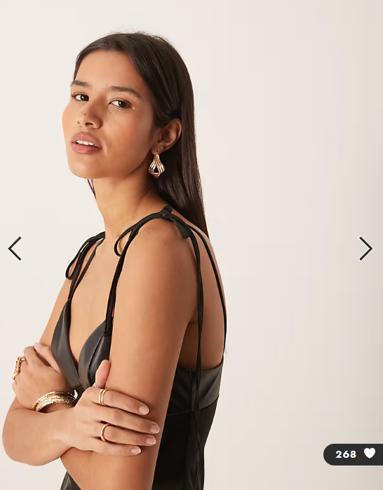 ASOS DESIGN hybrid satin cami slip midi dress with pu bust in black