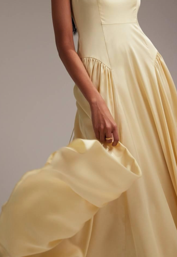 ASOS DESIGN Bridesmaids drop waist tie detail cami midaxi dress in soft yellow