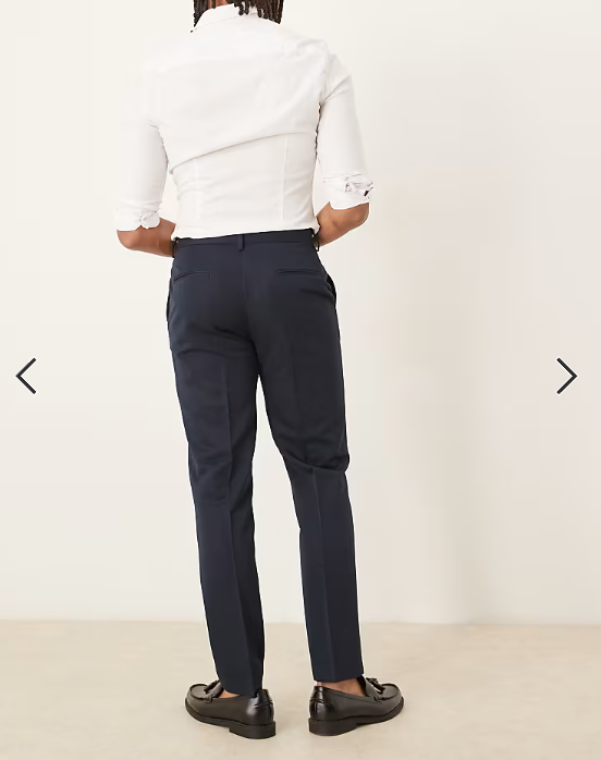ASOS DESIGN tailored slim fit trousers in navy
