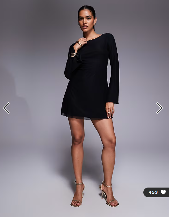 Princess Polly Lukea mesh flare sleeve open back mini dress in black