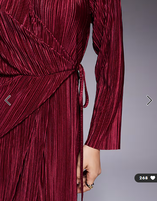 ASOS DESIGN plisse long sleeve wrap tie waist maxi dress in wine