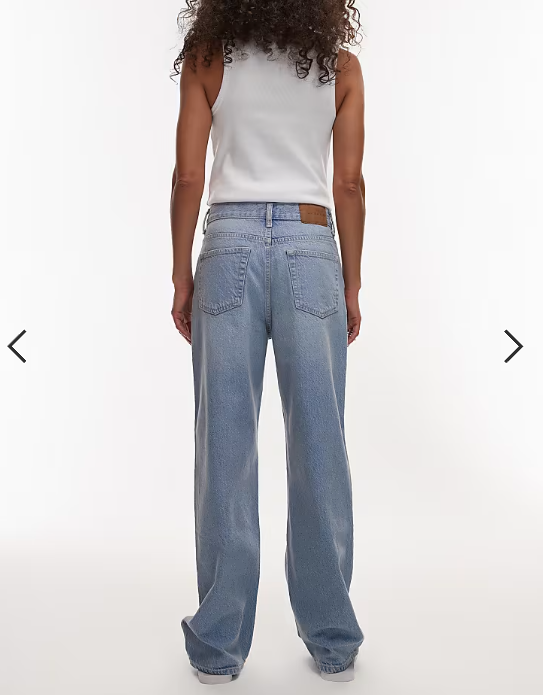 Topshop mid rise loose fit straight leg jeans in bleach