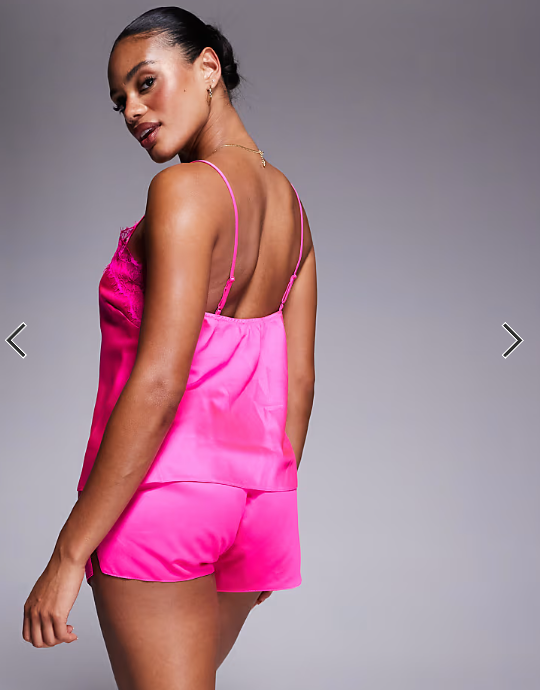 Ann Summers satin cerise cami set in bright pink
