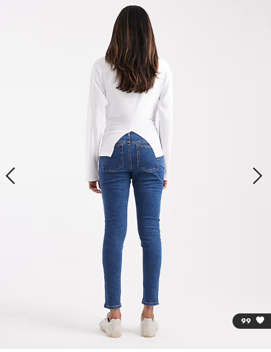 ASOS DESIGN Maternity skinny jeans with over bump in dark blue