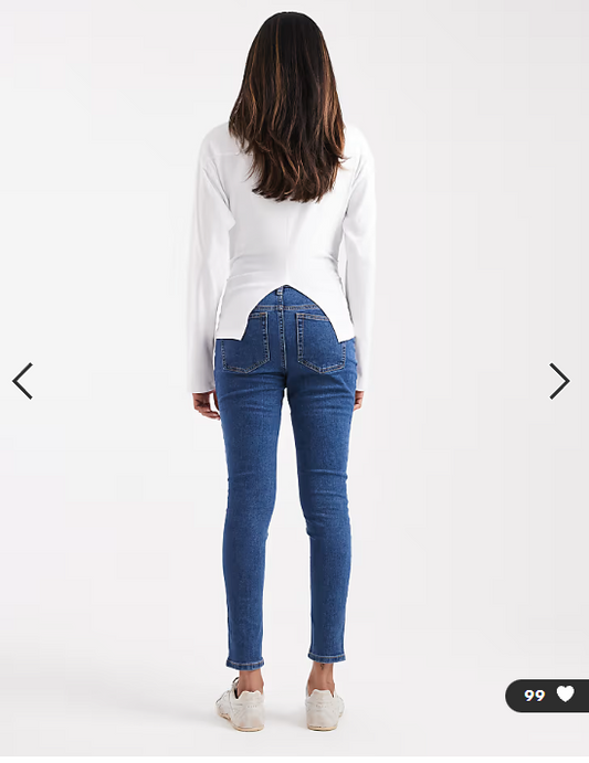 ASOS DESIGN Maternity skinny jeans with over bump in dark blue
