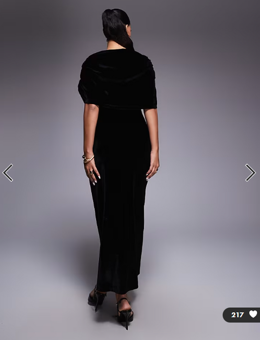 ASOS DESIGN velvet cape maxi dress in black