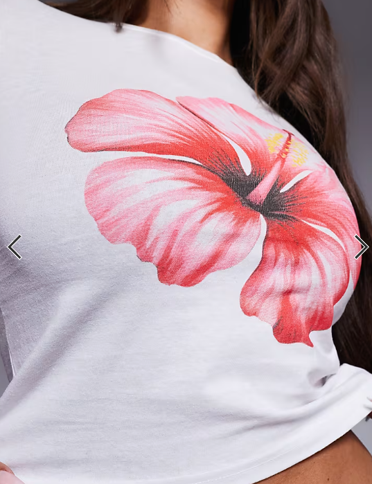 Kaiia exclusive cotton hibiscus flower graphic baby tee in white