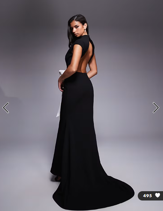 ASOS LUXE cut out maxi dress with contrast bow in black