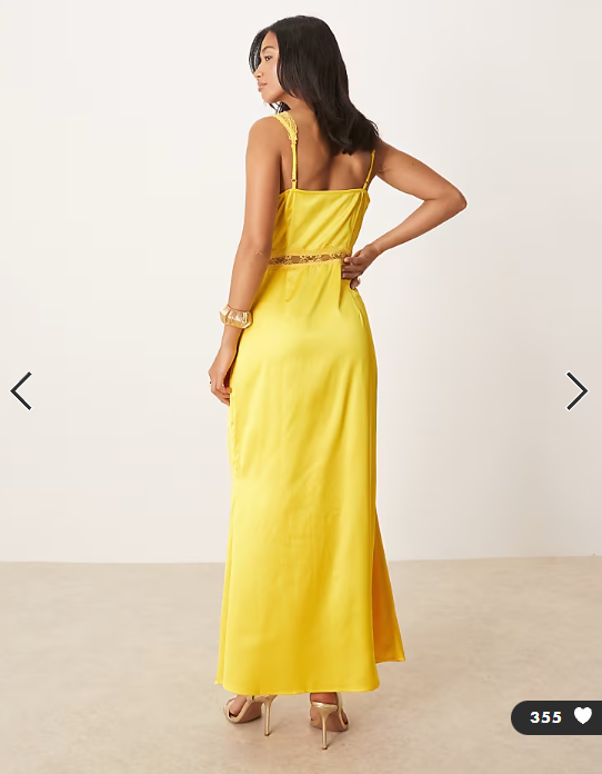 Never Fully Dressed Petite Mimi slip midaxi dress in yellow