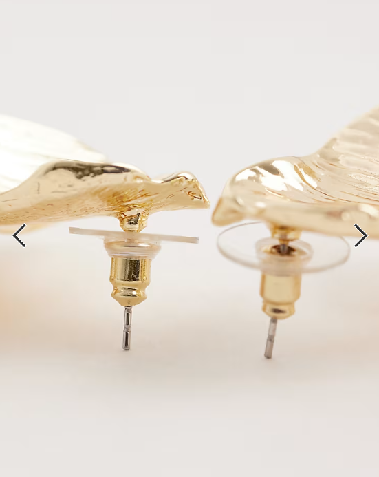 DesignB London statement flower earrings in gold