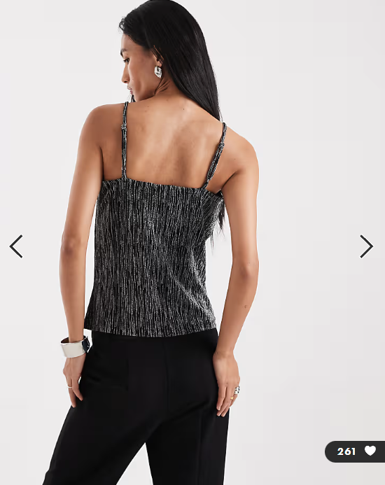 Vero Moda glitter cowl neck slinky cami top in black and silver