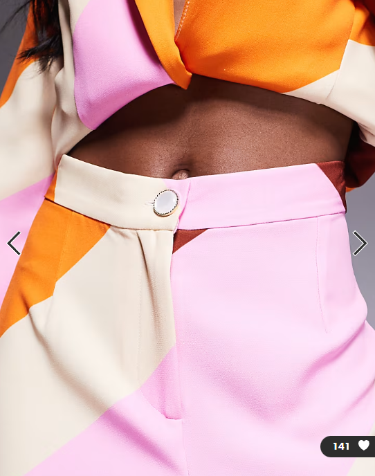ASOS LUXE co-ord tailored suit trousers in striped print in pink