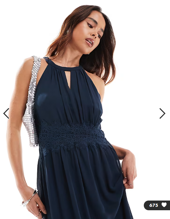 Vila Bridesmaid halterneck maxi dress in navy